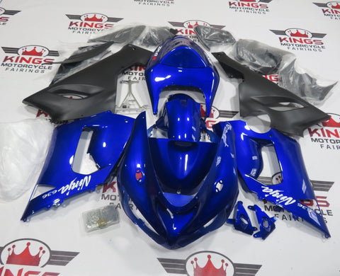 Fairing kit for a Kawasaki Ninja ZX6R 636 (2005-2006) Blue & Matte Black