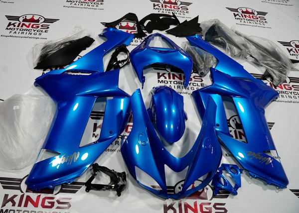 Fairing kit for a Kawasaki Ninja ZX6R 636 (2007-2008) Blue & Chrome at KingsMotorcycleFairings.com