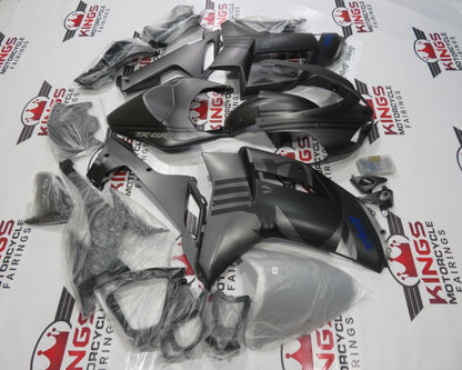 Matte Silver, Matte Black, Blue and Chrome Punisher Skulls Fairing Kit for a 2007 & 2008 Kawasaki Ninja ZX-6R 636 motorcycle