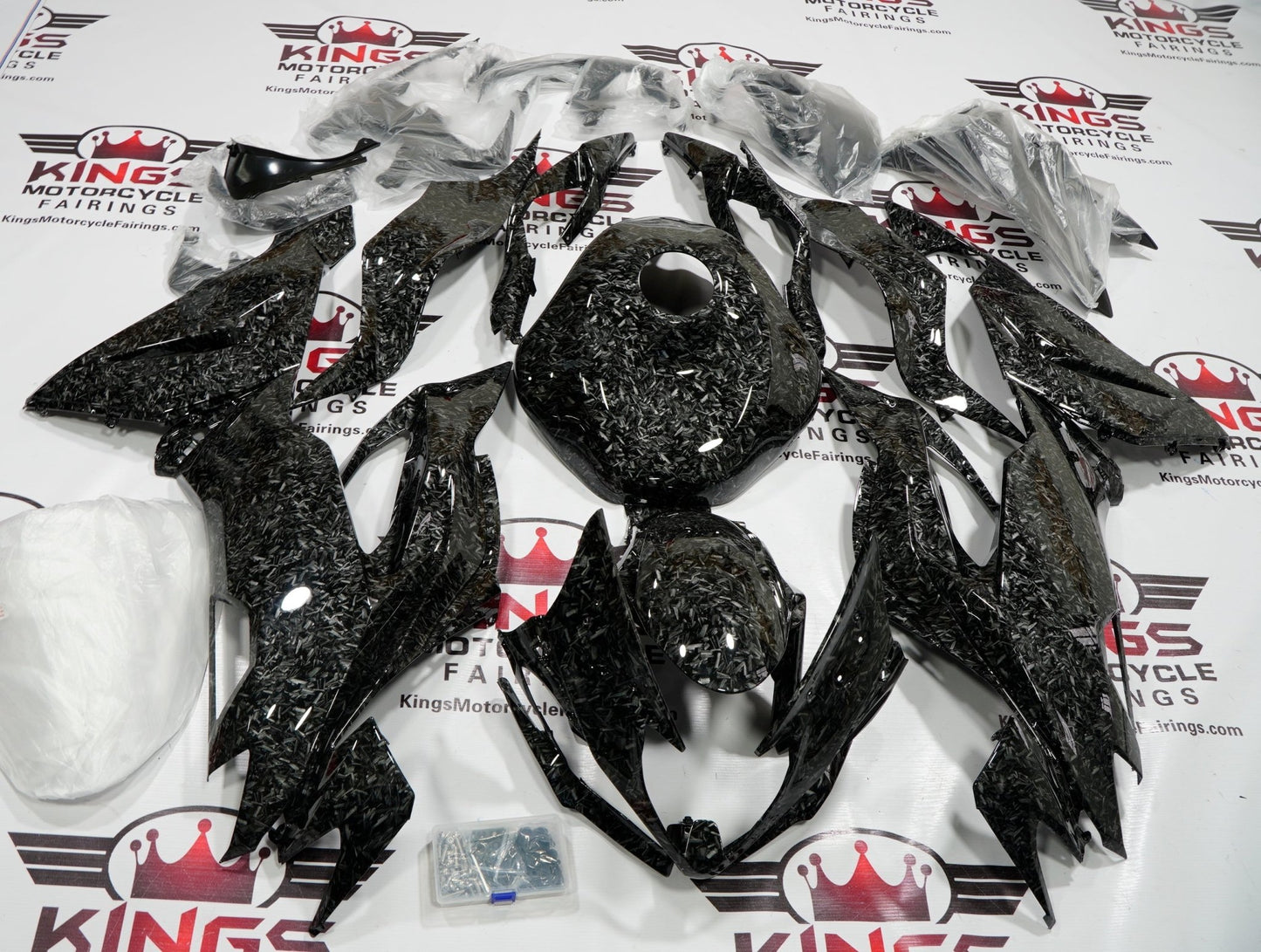 Fairing kit for a Kawasaki Ninja ZX6R 636 (2019-2023) Faux Forged Carbon Fiber at KingsMotorcycleFairings.com