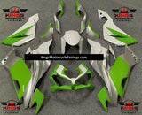 Green, White & Silver Fairing Kit for a 2019, 2020, 2021, 2022 & 2023 Kawasaki Ninja ZX-6R 636 motorcycle at KingsMotorcycleFairings.com
