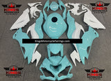 Light Blue & White Fairing Kit for a 2019, 2020, 2021, 2022 & 2023 Kawasaki Ninja ZX-6R 636 motorcycle at KingsMotorcycleFairings.com