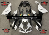 Matte White & Matte Black Smiley Face Fairing Kit for a 2019, 2020, 2021, 2022 & 2023 Kawasaki Ninja ZX-6R 636 motorcycle at KingsMotorcycleFairings.com