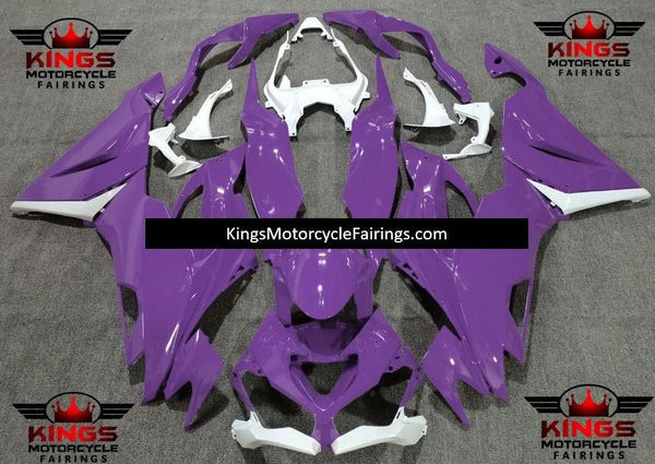 Purple & White Fairing Kit for a 2019, 2020, 2021, 2022 & 2023 Kawasaki Ninja ZX-6R 636 motorcycle at KingsMotorcycleFairings.com