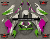 White, Silver, Pink & Green Fairing Kit for a 2019, 2020, 2021, 2022 & 2023 Kawasaki Ninja ZX-6R 636 motorcycle at KingsMotorcycleFairings.com