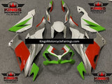 White, Silver, Red and Green Fairing Kit for a 2019, 2020, 2021, 2022 & 2023 Kawasaki Ninja ZX-6R 636 motorcycle - KingsMotorcycleFairings.com