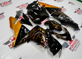 Fairing kit for a Kawasaki ZX10R (2004-2005) Black & Gold Flames - KingsMotorcycleFairings.com