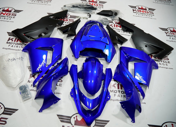 Fairing kit for a Kawasaki ZX10R (2004-2005) Blue, White & Matte Black at KingsMotorcycleFairings.com