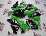 Green and Black Monster Energy Fairing Kit for a 2004 & 2005 Kawasaki ZX-10R motorcycle