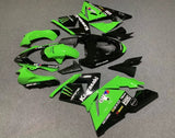Green and Black Monster Energy Fairing Kit for a 2004 & 2005 Kawasaki ZX-10R motorcycle.