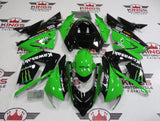 Fairing kit for a Kawasaki ZX10R (2004-2005) Green & Black Monster Energy