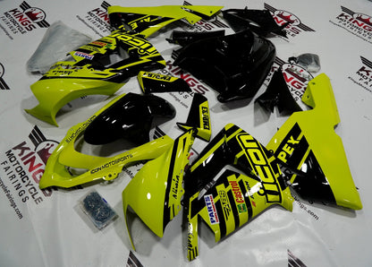Fairing kit for a Kawasaki ZX10R (2004-2005) Neon Yellow & Black Icon from KingsMotorcycleFairings.com