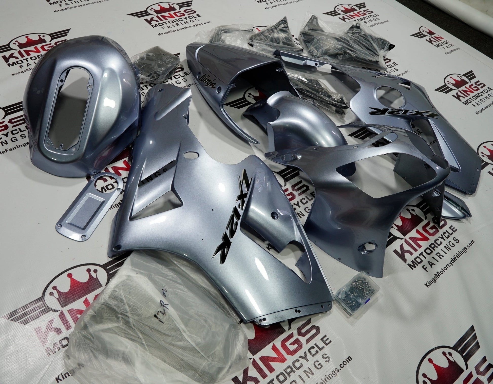 Fairing kit for a Kawasaki ZX12R (2000-2001) Silver & Black at KingsMotorcycleFairings.com