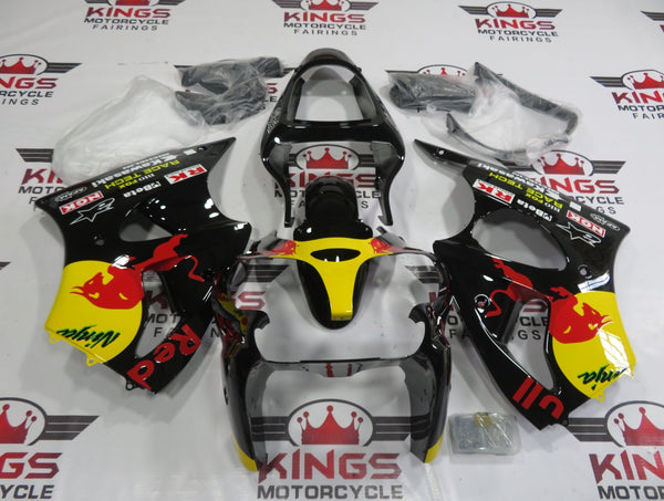 Fairing kit for a Kawasaki ZX6R 636 (2000-2002) Black RedBull at KingsMotorcycleFairings.com