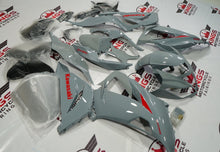 Light Nardo Gray and Red Fairing Kit for a 2013, 2014, 2015, 2016, 2017 & 2018 Kawasaki ZX-6R 636 motorcycle