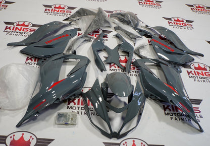 Fairing kit for a Kawasaki ZX6R 636 (2013-2018) Nardo Gray & Red