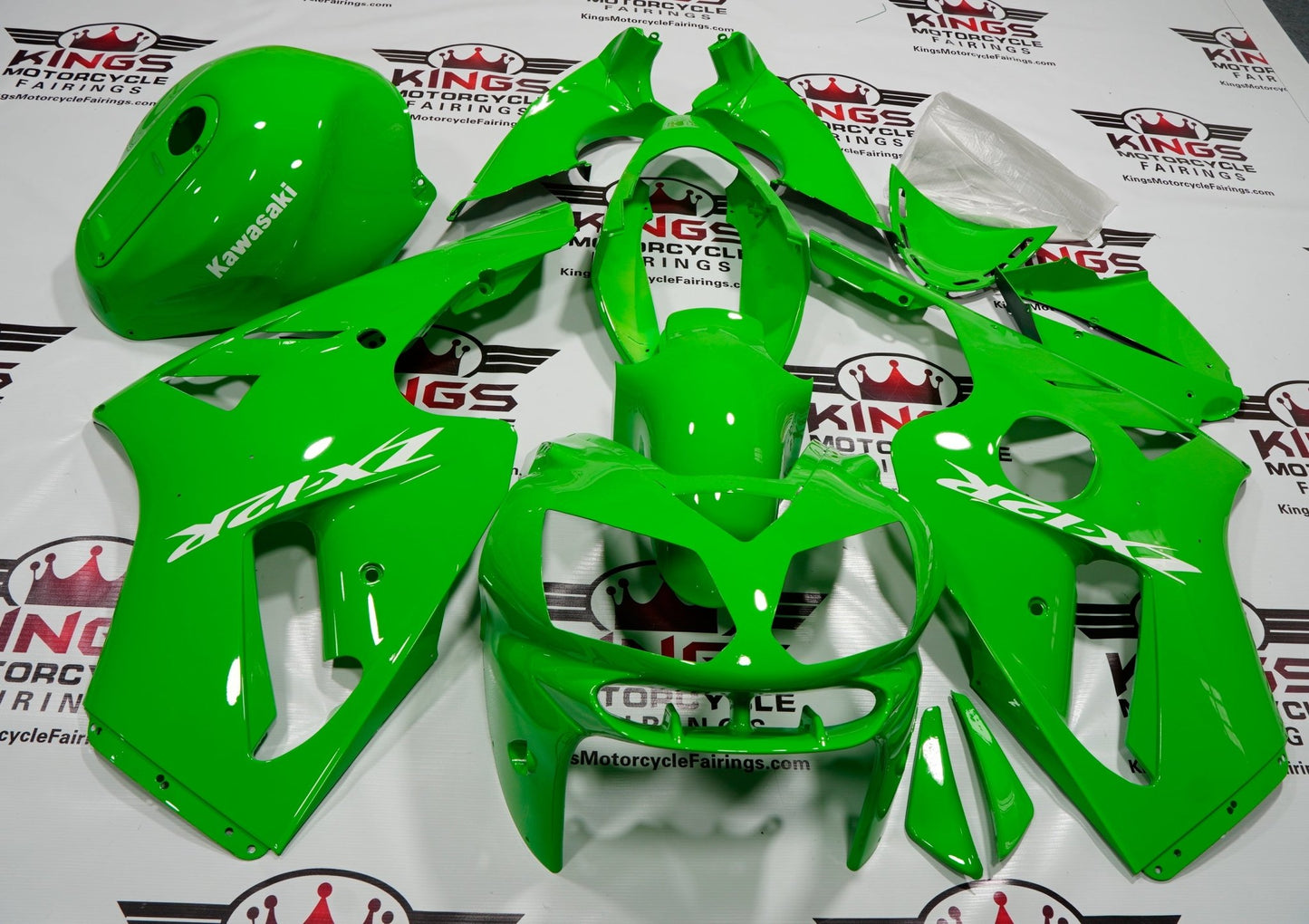 Fairings for Kawasaki Ninja ZX12R (2002-2006) Lime Green, White at KingsMotorcycleFairings.com