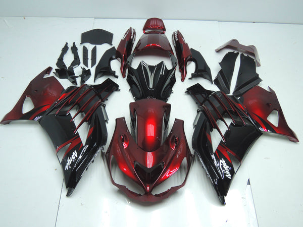 Fairings for Kawasaki Ninja ZX14R (2012-2024) Dark Candy Red, Black at KingsMotorcycleFairings.com