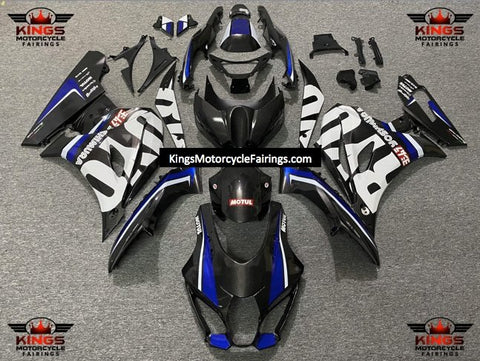 Suzuki GSXR1000 (2017-2023) Faux Carbon Fiber, Blue & White Fairings at KingsMotorcycleFairings.com