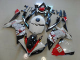White, Black and Red Fingerprint Fairing Kit for a 2007 & 2008 Yamaha YZF-R1 motorcycle