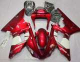 Red, White and Silver Fairing Kit for a 2000 & 2001 Yamaha YZF-R1 motorcycle.