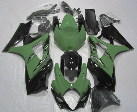 Suzuki GSXR1000 (2007-2008) Green, Black & Silver Fairings