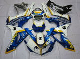 Blue, Yellow and White Fairing Kit for a 2009, 2010, 2011, 2012, 2013 and 2014 BMW S1000RR motorcycle