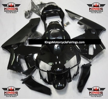Gloss Black and Matte Black Fairing Kit for a 2003, 2004 Honda CBR600RR motorcycle