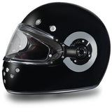 KINGS GLOSS BLACK & CHROME DAYTONA RETRO MOTORCYCLE HELMET - R1A