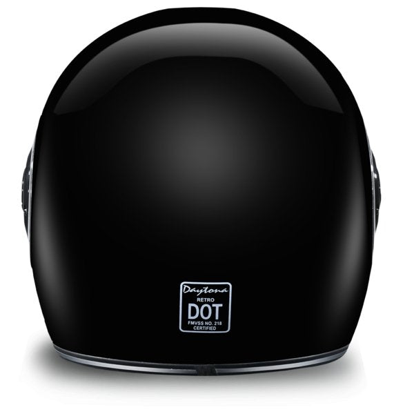KINGS GLOSS BLACK & CHROME DAYTONA RETRO MOTORCYCLE HELMET - R1A