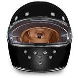 KINGS GLOSS BLACK & CHROME DAYTONA RETRO MOTORCYCLE HELMET - R1A