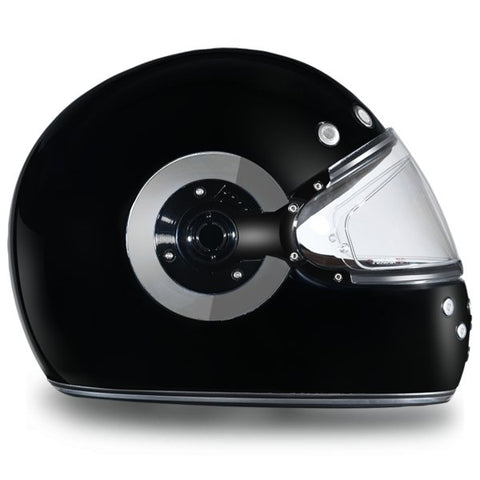 KINGS GLOSS BLACK & CHROME DAYTONA RETRO MOTORCYCLE HELMET - R1A