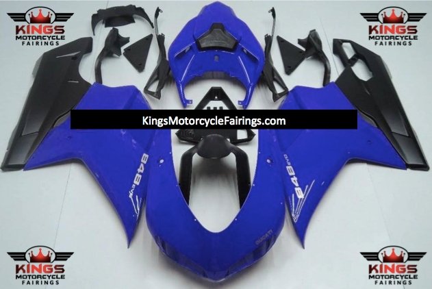Blue & Matte Black Fairing Kit for a 2007, 2008, 2009, 2010, 2011 & 2012 Ducati 1198 motorcycle