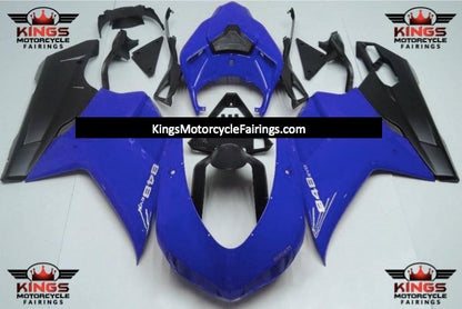 Blue & Matte Black Fairing Kit for a 2007, 2008, 2009, 2010, 2011 & 2012 Ducati 1198 motorcycle