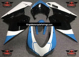 Light Blue, White and Black Fairing Kit for a 2007, 2008, 2009, 2010, 2011 & 2012 Ducati 1198 motorcycle