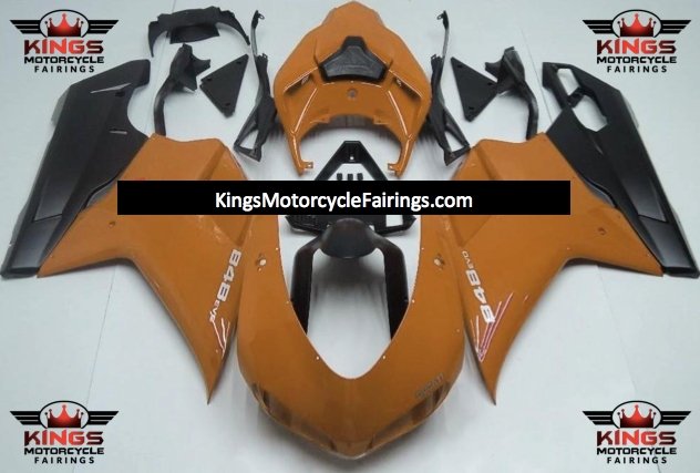 Orange Brown and Matte Black Fairing Kit for a 2007, 2008, 2009, 2010, 2011 & 2012 Ducati 1098 motorcycle