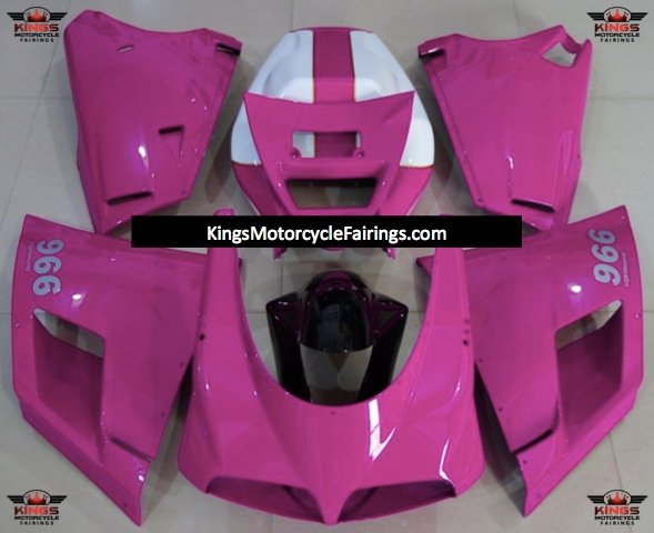 Pink and White Fairing Kit for a 1994, 1995, 1996, 1997, 1998 & 1999 Ducati 916 motorcycle