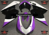 Purple, White and Black Fairing Kit for a 2007, 2008, 2009, 2010, 2011 & 2012 Ducati 1098 motorcycle