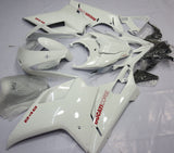 White and Red Corse Fairing Kit for a 2007, 2008, 2009, 2010, 2011 & 2012 Ducati 1198 motorcycle. The photos used are examples of the paint design; your Ducati 1198 will have 1198 decals, not the 848 decals.