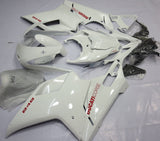 White and Red Corse Fairing Kit for a 2007, 2008, 2009, 2010, 2011 & 2012 Ducati 1098 motorcycle. The photos used are examples of the paint design; your Ducati 1098 will have 1098 decals, not the 848 decals