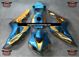 Gold and Light Blue Fairing Kit for a 2006 & 2007 Honda CBR1000RR motorcycle