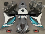 Gray, White, Turquoise Blue and Matte Black Fairing Kit for a 2009, 2010, 2011 & 2012 Honda CBR600RR motorcycle