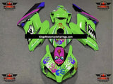Green and Purple Shark Fairing Kit for a 2004 and 2005 Honda CBR1000RR motorcycle