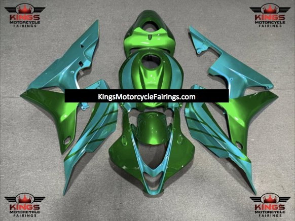 Green and Turquoise Blue Fairing Kit for a 2007 and 2008 Honda CBR600RR motorcycle