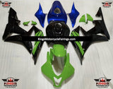 Green, Black and Blue Fairing Kit for a 2007 and 2008 Honda CBR600RR motorcycle