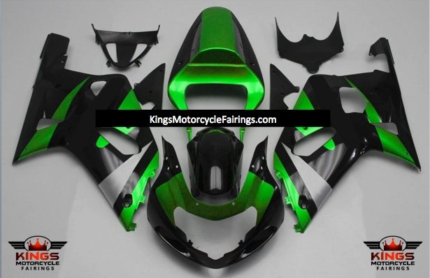 Suzuki GSXR750 (2000-2003) Green, Black & Silver Fairings