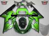 Green, Silver and Black Fairing Kit for a 2000, 2001, 2002 & 2003 Suzuki GSX-R750 motorcycle