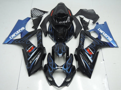 Suzuki GSXR1000 (2007-2008) Black & Blue Flame Fairings