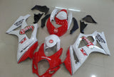 Red and White Lucky Strike Fairing Kit for a 2007 & 2008 Suzuki GSX-R1000 motorcycle.