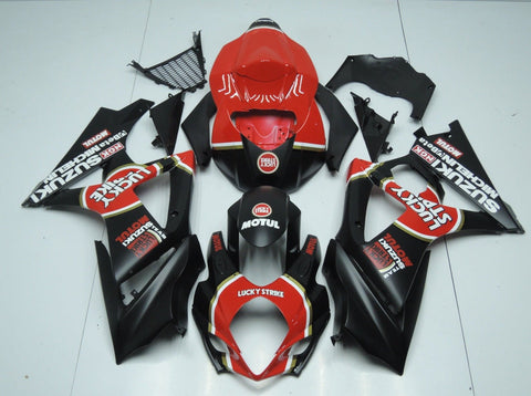Suzuki GSXR1000 (2007-2008) Matte Black, Red, White & Gold Lucky Strike Fairings